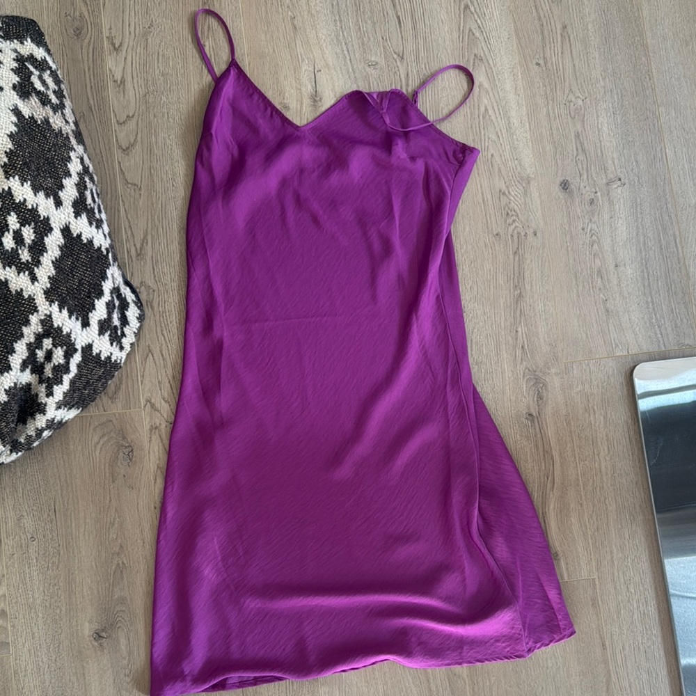 Purple Satin Slip Dress